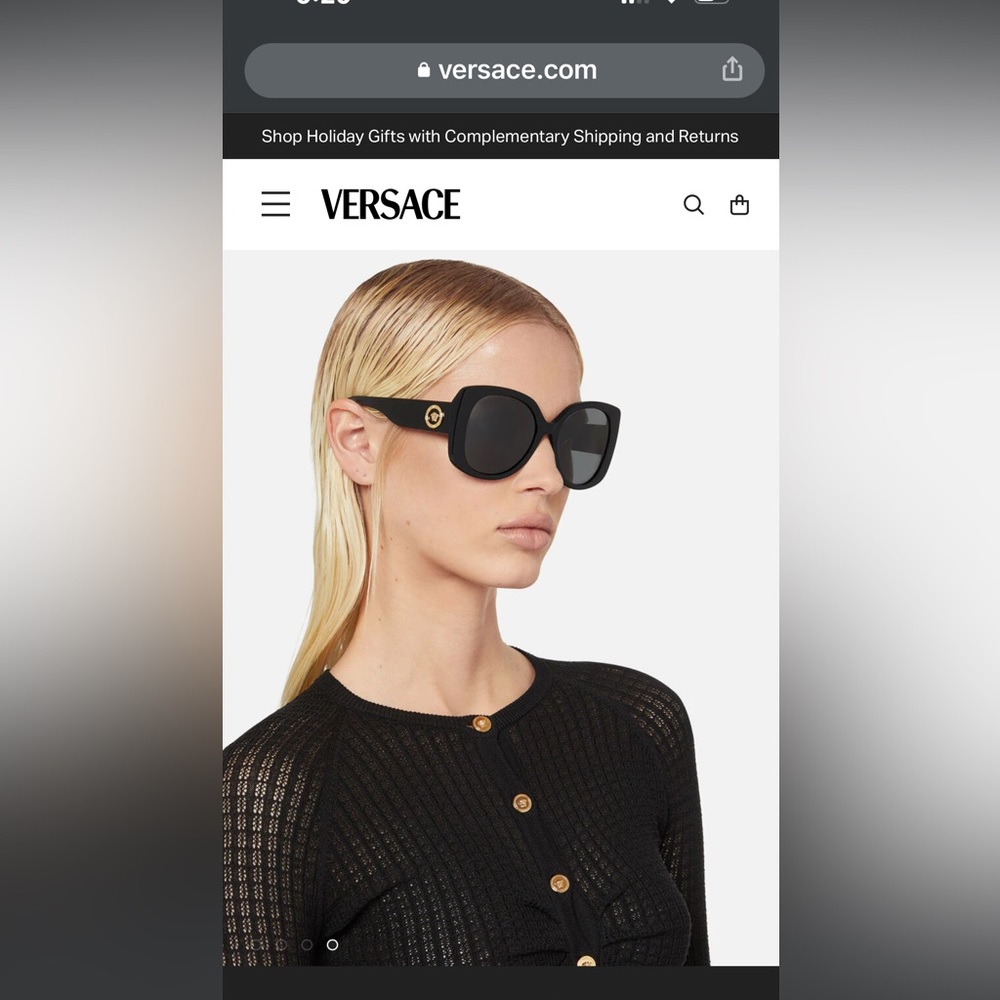 NWT WOMENS VERSACE SUNGLASSES VE4387 BLACK WITH BRANDED CASE AND LENS CLOTH